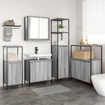 vidaXL Ensemble de mobilier de salle de bain 5 Pièces Gris sonoma et Noir