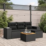 vidaXL Salon de jardin 5 Pièces avec coussins noir résine tressée