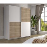 Armoire de chambre - Panneaux de particules - Décor chene et blanc - 2 portes - Style contemporain - L 170,3 x P 61,2 x H 190,5 cm