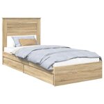 vidaXL Lit de Rangement Chêne Sonoma 100 x 200 cm Bois d'ingénierie
