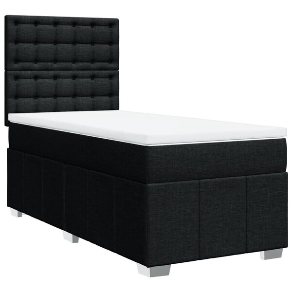 vidaXL Sommier à lattes de lit et matelas Noir 80x200 cm Tissu