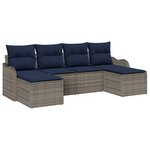 vidaXL Ensemble de Canapés avec coussin 6 Pièces Gris Polyester