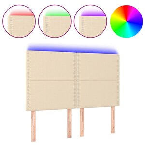 vidaXL Tête de lit à LED Crème 144x5x118/128 cm Tissu