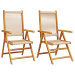 vidaXL Chaises de jardin lot de 2 beige bois d'acacia et polypropylène