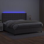 vidaXL Sommier à lattes de lit matelas LED Gris 200x200 cm Similicuir