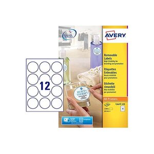 Paquet de 1200 etiquette marquage enlevable ronde 60 mm sur 100 feuilles blanc avery zweckform