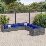 vidaXL Salon de jardin avec coussins 10 Pièces gris résine tressée