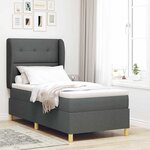 Lit Box Spring vidaXL avec matelas gris foncé 90x200 cm en tissu