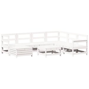 vidaXL Salon de jardin 8 Pièces blanc bois de pin massif