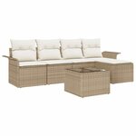 vidaXL Ensemble de canapé de jardin 6 Pièces Beige Poly rotin