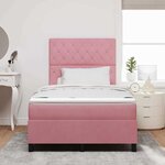 vidaXL Lit à ressort LED avec matelas Rose 120 x 200 cm tissu