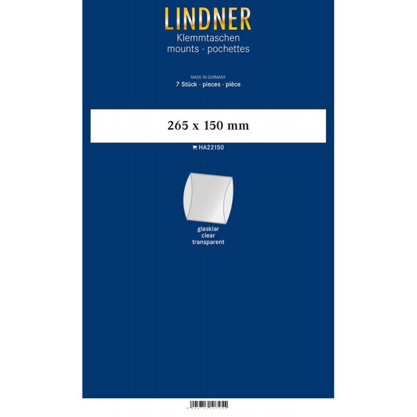 Bandes double soudure 265 x 150 mm pour blocs  carnets de timbres. Fond - Transparent