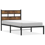 vidaXL Cadre de lit en métal sans matelas chêne fumé 107x203 cm