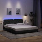 vidaXL Cadre de lit avec LED sans matelas gris foncé 180x200 cm tissu