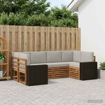 vidaXL Ensemble de canapés d'extérieur 6 pc Naturel et gris clair