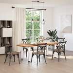 vidaXL Table à manger marron clair bois de chêne massif ovale
