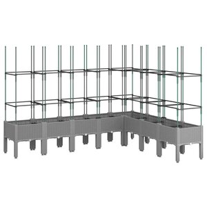 vidaXL Jardinière avec treillis gris clair 200x160x142 5 cm PP