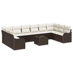 vidaXL Ensemble de canapé de jardin 11 Pièces Marron et blanc Poly rotin