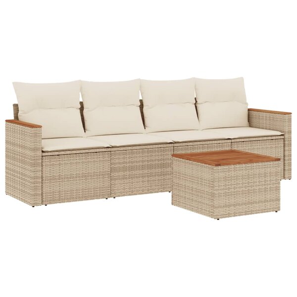 vidaXL Salon de jardin avec coussins 5 Pièces beige résine tressée