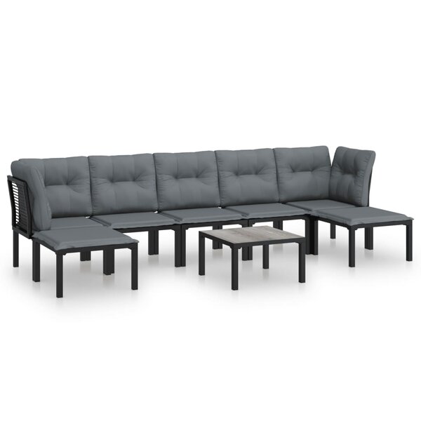 vidaXL Salon de jardin 8 Pièces noir et gris résine tressée