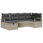 vidaXL Ensemble de canapé de jardin 6 Pièces Gris clair 232 x 122 x 85 cm