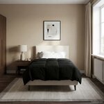 vidaXL Duvet d'hiver Matelassé Noir 155 x 220 cm Microfibre