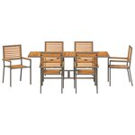 Ensemble de Repas de Jardin vidaXL 7 pièces Gris Poly Rotin Acacia