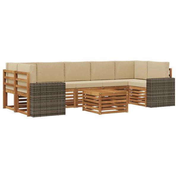 vidaXL Ensemble de canapés d'extérieur 8 pc Naturel et Beige