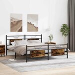 vidaXL Cadre de lit en métal sans matelas chêne fumé 183x213 cm