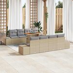 vidaXL Ensemble de salle à manger pour jardin 9 Pièces Beige  Gris