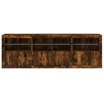 vidaXL Buffet avec lumières LED chêne fumé 202x37x67 cm