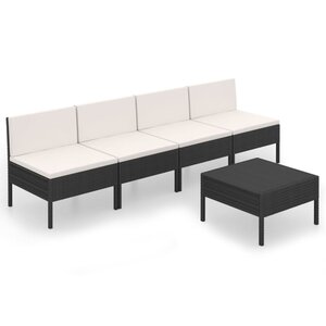 vidaXL Salon de jardin 5 Pièces avec coussins résine tressée noir