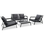 vidaXL Salon de jardin 4 Pièces avec coussins Aluminium Gris foncé