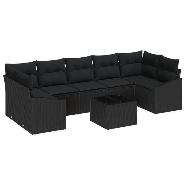 vidaXL Ensemble de canapé de jardin 8 pièces Noir Poly rotin