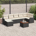 Ensemble de canapé de jardin 8 pièces avec coussins en poly rattan noir