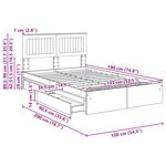 vidaXL Lit de Rangement Gris béton 135 x 190 cm Bois d'ingénierie