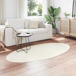 vidaXL Tapis de surface ovale HUARTE Crème 100 x 200 cm 100  Polyester
