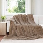 vidaXL Jeté Camel 270 x 240 cm Toison