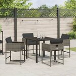 vidaXL Ensemble de repas de jardin 5 pièces avec coussins gris rattan poly