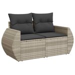 vidaXL Salon de jardin 6 Pièces avec coussins gris clair résine tressée