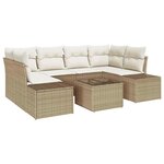 vidaXL Ensemble de canapé de jardin avec coussin 7 Pièces Beige polyrotin