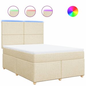 vidaXL Sommier à lattes de lit avec matelas Crème 160x200 cm Tissu