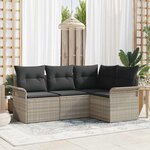 vidaXL Ensemble de canapé de jardin 4 Pièces Gris clair Poly rotin