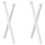 vidaXL Pieds de table à manger en forme de X  2 pièces  blanc  50 x (72-73) cm  acier