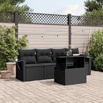 vidaXL Salon de jardin 5 Pièces avec coussins noir résine tressée