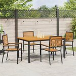 vidaXL Ensemble repas 5 pièces Noir Poly Rattan Acacia