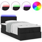vidaXL Lit ottoman avec matelas noir 100x200 cm tissu