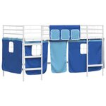 vidaXL Cadre de Lit Mezzanine pour Enfants avec Rideaux Blanc et Bleu
