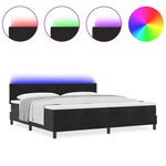 Lit Box Spring vidaXL avec Matelas et LED Noir 200x200 cm Velours