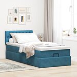 vidaXL Cadre de lit ottoman avec matelas bleu foncé 90x190 cm velours